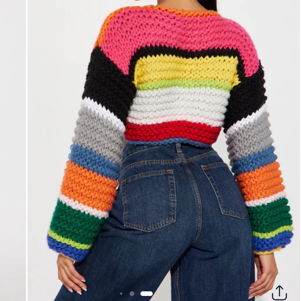 Fashion Nova Pink and Black Crew Neck Sweater